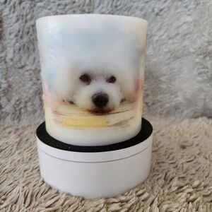 Custom Pet Photo Watercolor Memorial Wax Everlasting Candle Lantern Holder